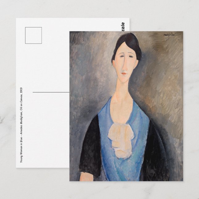 Amedeo Modigliani - Young Woman in Blue Vykort (Fram/baksida)