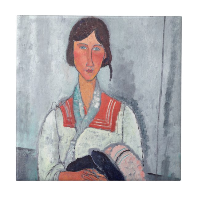 Amedeo Modigliani - zigenarkvinna med Baby Kakelplatta (Framsidan)