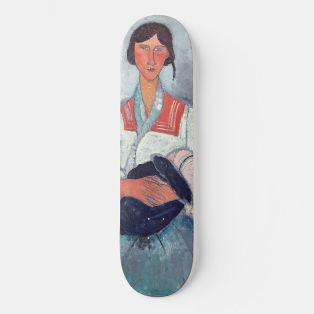 Amedeo Modigliani - zigenarkvinna med Baby Mini Skateboard Bräda 18,5 Cm (Framsida)