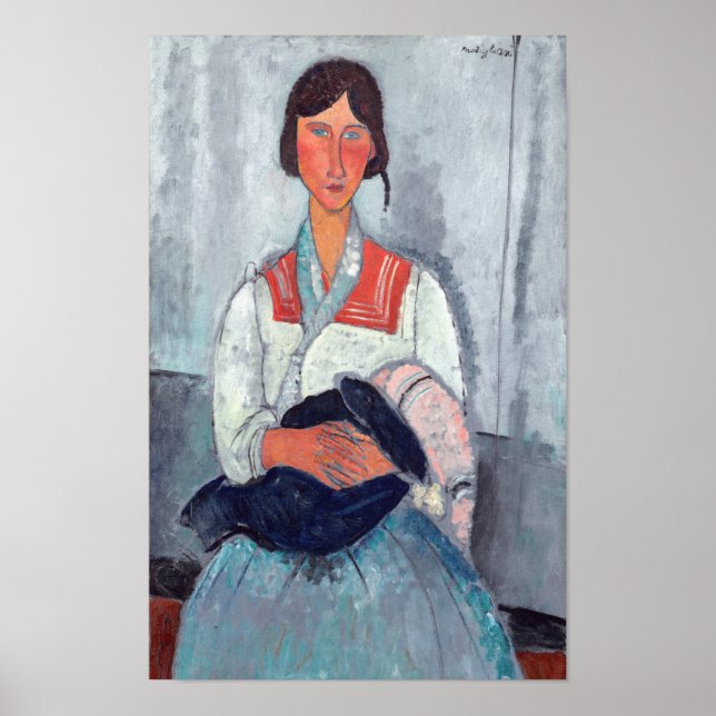 Amedeo Modigliani - zigenarkvinna med Baby Poster (Framsidan)