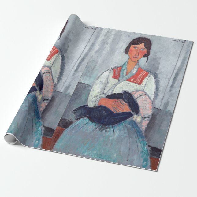 Amedeo Modigliani - zigenarkvinna med Baby Presentpapper (Utrullad)