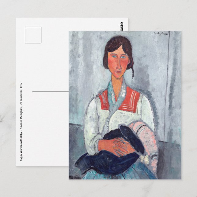 Amedeo Modigliani - zigenarkvinna med Baby Vykort (Fram/baksida)