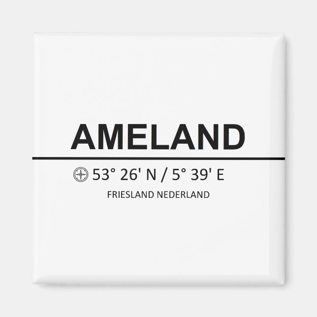 Ameland Coordinates - Ameland Coordinaten Magnet (Framsidan)