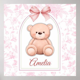 Amelia Anpassad rosa nallebarnsnurseriesdesign Poster