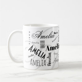 Amelia Anpassat Namn Svart Vitt Kaffe Mugg