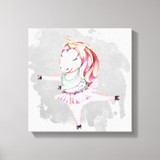 Amelia Ballerina Enhörning Lindad Canvastryck (Framsida)