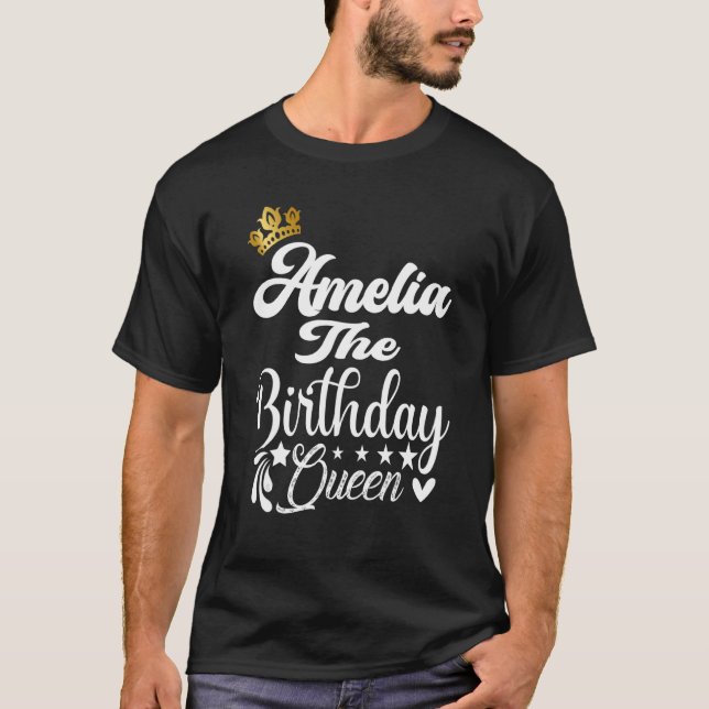 Amelia Birthday Queen Grattis på födelsedagen Wome T Shirt (Framsida)