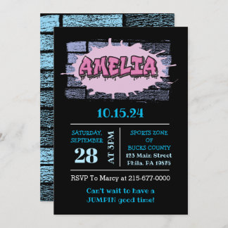 AMELIA Ditt namn Flickr Rosa Graffiti Hip hop Inbjudningar