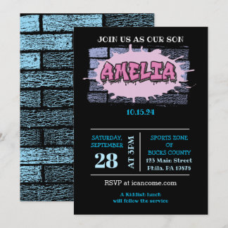 AMELIA Ditt namn Flickr Rosa Graffiti Hip hop Inbjudningar