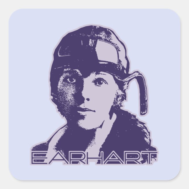 Amelia Earhart - 2 Fyrkantigt Klistermärke (Framsida)