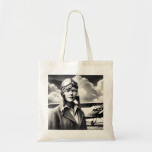 Amelia Earhart Berömd Travel Quote Tote Bag