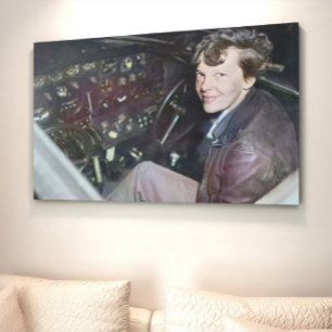 Amelia Earhart Candid Airplane Cockpit Photo 1937 Poster