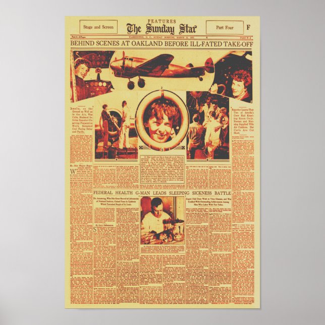 Amelia Earhart före jorden runt-flygningen 1937 Poster (Framsidan)