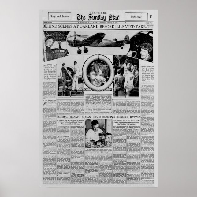 Amelia Earhart före jorden runt-flygningen 1937 Poster (Framsidan)