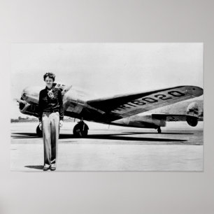 Amelia Earhart Lockheed Electra C 1937 B & W Affis Poster