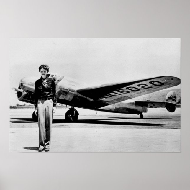 Amelia Earhart Lockheed Electra C 1937 B & W Affis Poster (Framsidan)