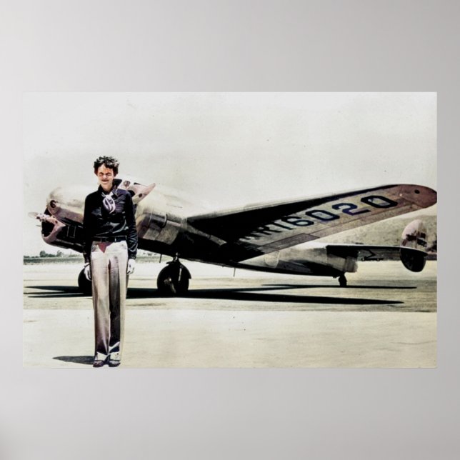 Amelia Earhart Lockheed Electra C 1937 Färgkonvert Poster (Framsidan)