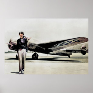 Amelia Earhart Lockheed Electra C 1937 färglagd Poster