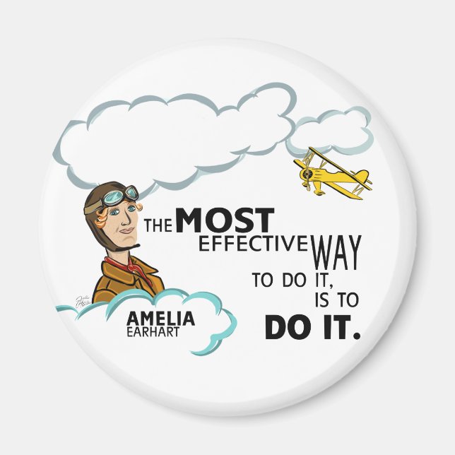Amelia Earhart Mest effektivt GÖR IT Magnet (Framsidan)