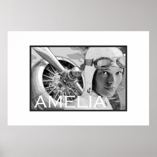 Amelia Earhart och henne Electra propeller Poster