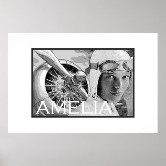 Amelia Earhart och hennes Electra Propeller Poster