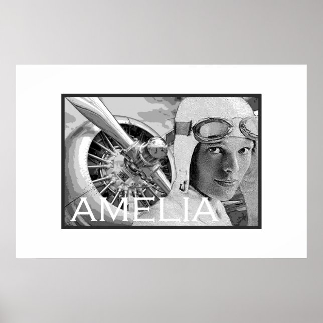 Amelia Earhart och hennes Electra Propeller Poster (Framsidan)
