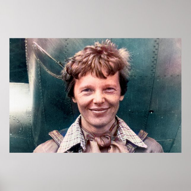 Amelia Earhart och hennes Lockheed Electra färglag Poster (Framsidan)