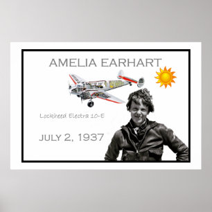 Amelia Earhart och hennes Lockheed Electra-flygpla Poster