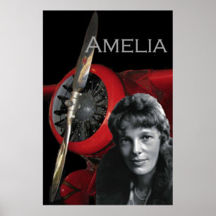 Amelia Earhart och hennes Lockheed Electra Poster