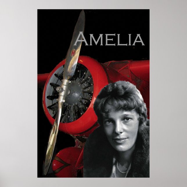 Amelia Earhart och hennes Lockheed Electra Poster (Framsidan)