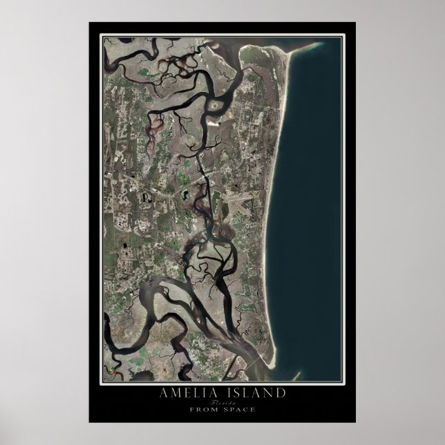 Amelia Florida från Space Satellite Karta Poster (Framsidan)