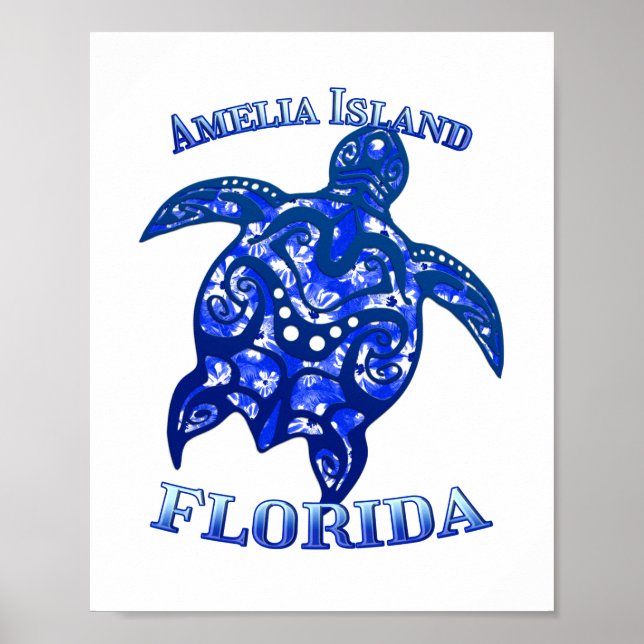 Amelia Florida Vacation Tribal Turtle Poster (Framsidan)