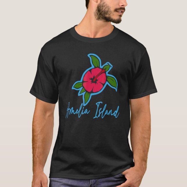 Amelia Island 2022 Sea Turtle Tropical Flowers Vac T Shirt (Framsida)