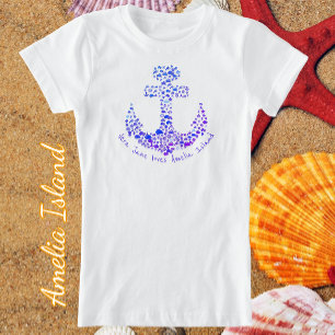 Amelia Island FL Sea Creatures Anchor och Namn T Shirt