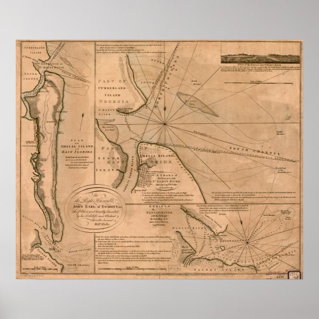 Amelia Island, Florida 1770 karta Poster (Framsidan)