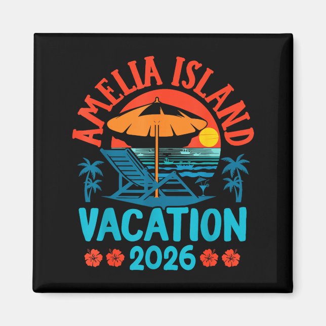 Amelia Island Florida 2026 Semester Beach Sommar V Magnet (Framsidan)