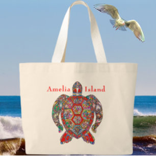 Amelia Island Florida Colorful Sea Turtle Jumbo Tygkasse