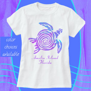 Amelia Island Florida Colorful Sea Turtle T Shirt