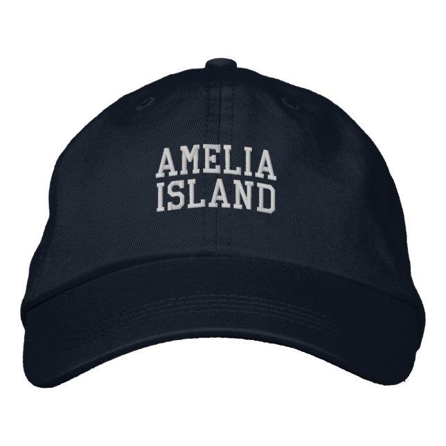 Amelia Island Florida Embroized Baseball Hat Broderad Keps (Framsida)
