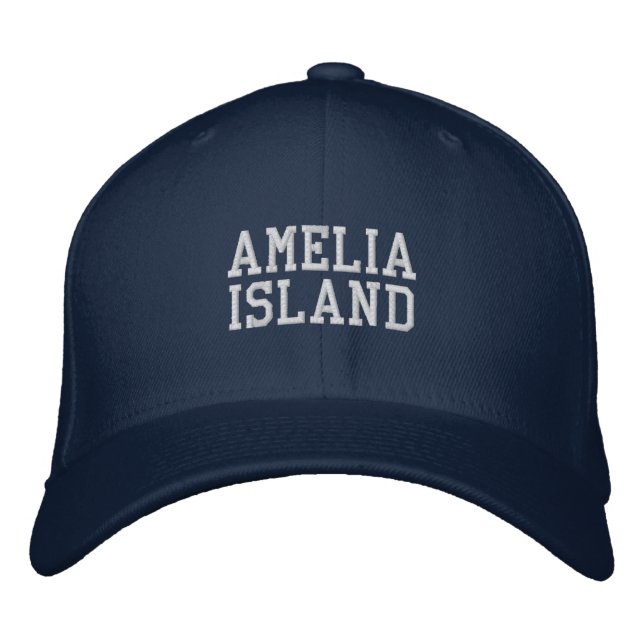 Amelia Island Florida Embroized Baseball Hat Broderad Keps (Framsida)