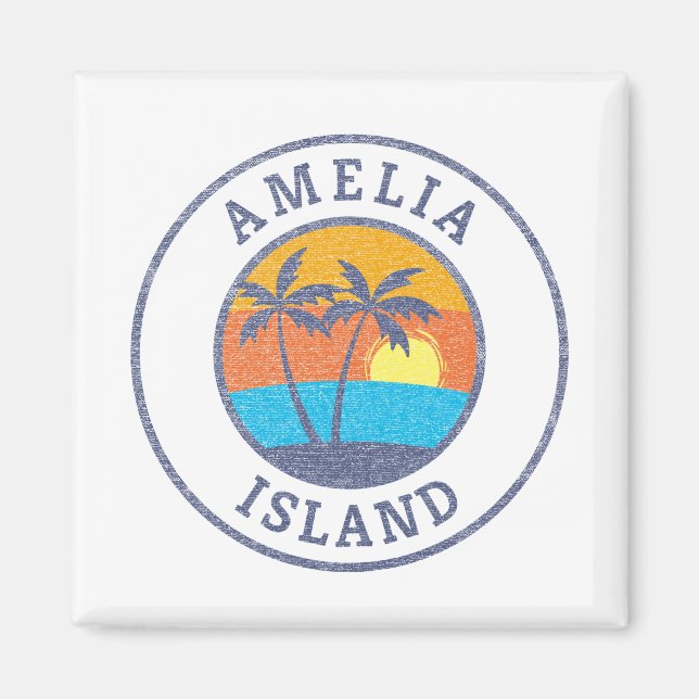 Amelia Island, Florida Faded Classic Stil Magnet (Framsidan)