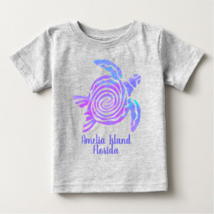 Amelia Island Florida Färgblast Havssköldpadda T Shirt