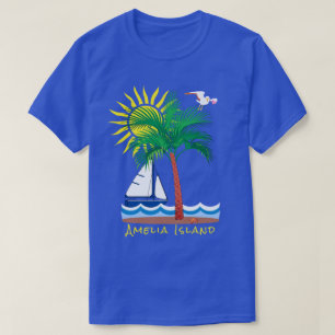 Amelia Island Florida Handflatan Sailboat och Suns T Shirt
