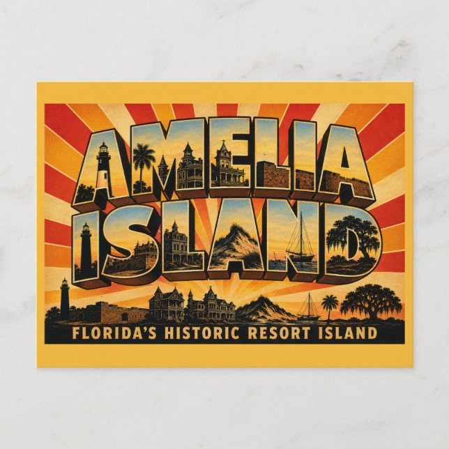 Amelia Island Florida Historiska Semesterön Vykort (Framsida)