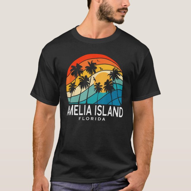 Amelia Island Florida Palm Tree Tropical Beach Sou T Shirt (Framsida)