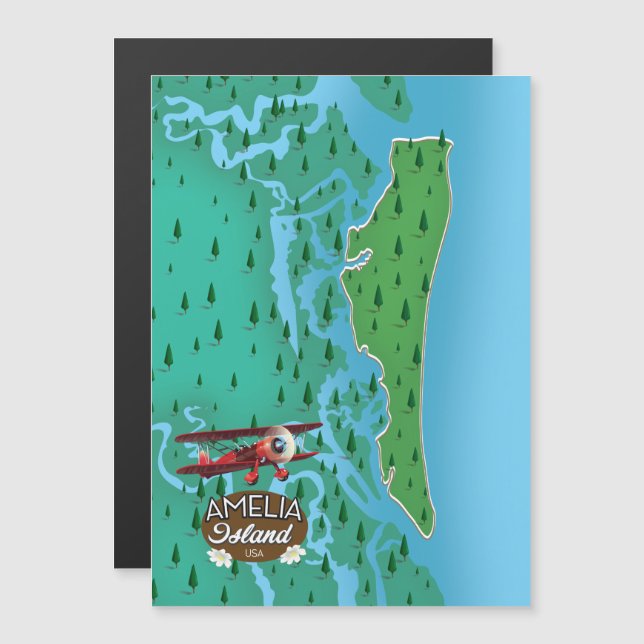 Amelia Island Florida reser karta. (Fram/baksida)