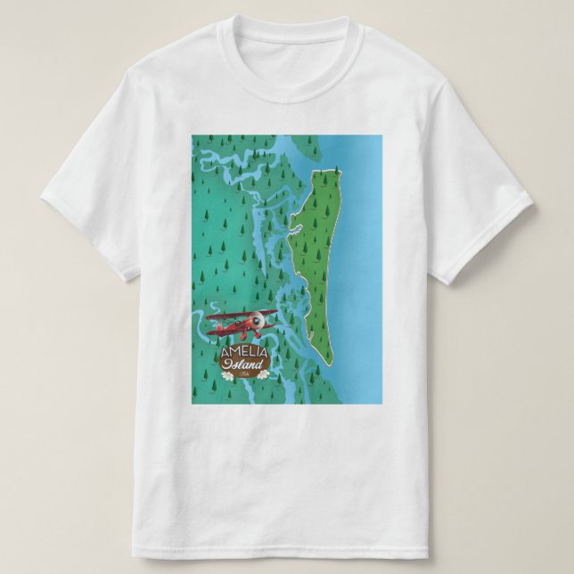 Amelia Island Florida reser karta. T Shirt (Design framsida)