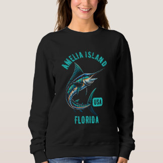 Amelia Island Florida Retro Distress Stil Fish T Shirt