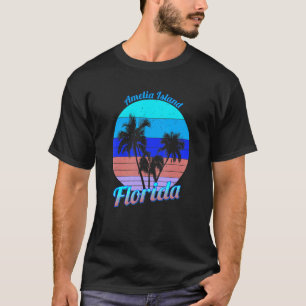 Amelia Island Florida Retro Palmträd Strand Sommar T Shirt