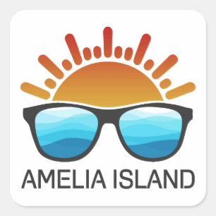 Amelia Island Florida Sunglasses Fyrkantigt Klistermärke